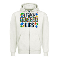 Oatmeal Heather i teach ausome kids Zipper Hoodie - AdoDesignShop