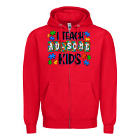 Red i teach ausome kids Zipper Hoodie - AdoDesignShop