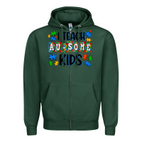 Sports Green i teach ausome kids Zipper Hoodie - AdoDesignShop
