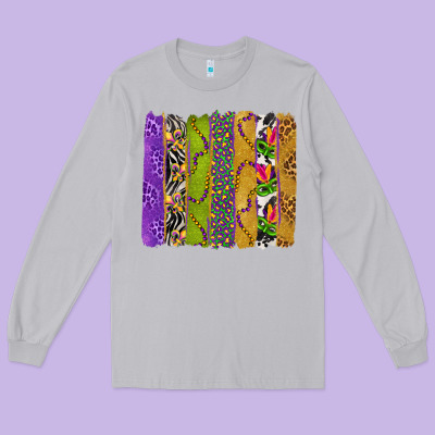 Mardi Gras Brushstrokes Long Sleeve Tee Designed By Bundleandbundleshop