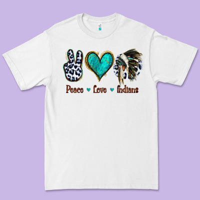 Peace Love Indians Premium Tee Designed By Jasminsmagicworld