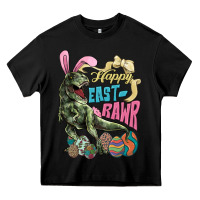 Black Happy Easter Day T-Rex Heavy Core Tee - HowdyJamesFarm
