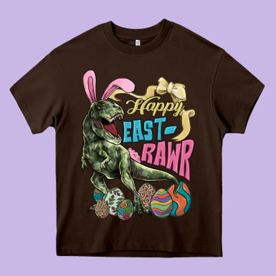 Happy Easter Day T-rex Heavy Core Tee Designed By Howdyjamesfarm