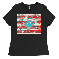 America Flag Smiley  Tumbler Ladies Tee | Teevron