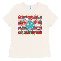 Bone America flag smiley  tumbler Ladies Tee - HowdyJamesFarm