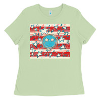 Matcha America flag smiley  tumbler Ladies Tee - HowdyJamesFarm
