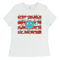 White America flag smiley  tumbler Ladies Tee - HowdyJamesFarm