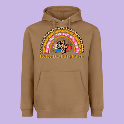 Back To School Rainbow Hello Fourth Grade Heavyweight Hoodie Designed By Adodesignshop