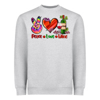 Heather Grey peace love wine Heavyweight Sweatshirt - AdoDesignShop