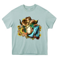 Cow Skull Cowboy Boots Hats Sunflowers Heavy Core Tee | Teevron