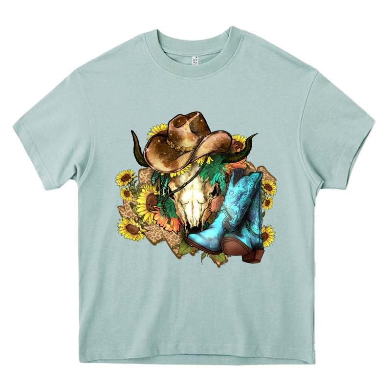 Cow Skull Cowboy Boots Hats Sunflowers Heavy Core Tee by HowdyJamesFarm | Teevron
