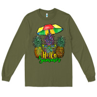 Army Green hello summer pineapples Long Sleeve Tee - RanaPortraitStore