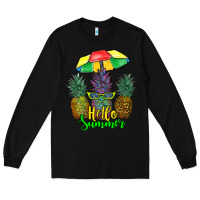 Black hello summer pineapples Long Sleeve Tee - RanaPortraitStore