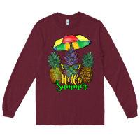 Burgundy hello summer pineapples Long Sleeve Tee - RanaPortraitStore