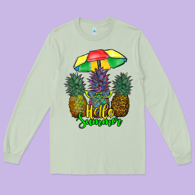 Hello Summer Pineapples Long Sleeve Tee Designed By Ranaportraitstore