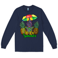 Navy hello summer pineapples Long Sleeve Tee - RanaPortraitStore