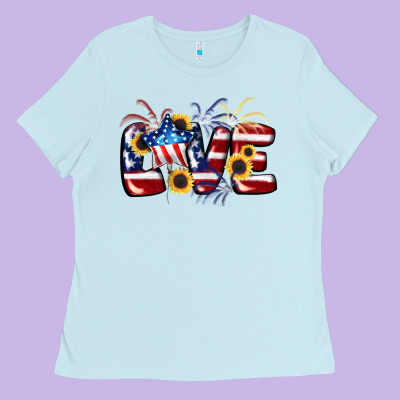 Love 4th Of July Ladies Tee Designed By Cowgirlartshop