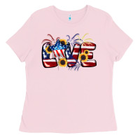 Bubblegum Pink Love 4th of july Ladies Tee - CowGirlArtShop
