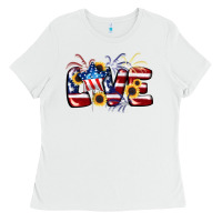 White Love 4th of july Ladies Tee - CowGirlArtShop