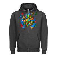Charcoal Heather autism sunflower ribbon Zipper Hoodie - AdoDesignShop