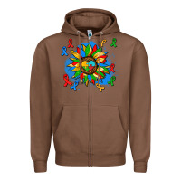 Chestnut autism sunflower ribbon Zipper Hoodie - AdoDesignShop
