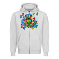 Dove Grey autism sunflower ribbon Zipper Hoodie - AdoDesignShop