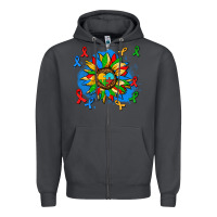 Smoke autism sunflower ribbon Zipper Hoodie - AdoDesignShop