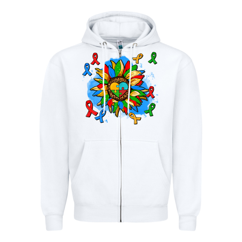 Autism Sunflower Ribbon Zipper Hoodie by AdoDesignShop | Teevron