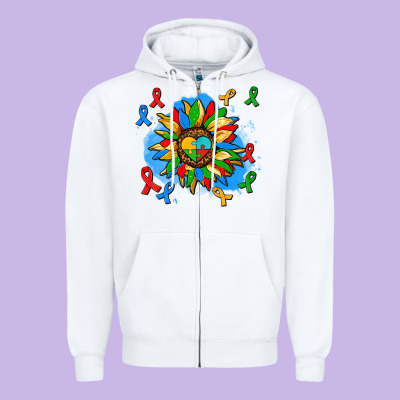 Autism Sunflower Ribbon Zipper Hoodie Designed By Adodesignshop