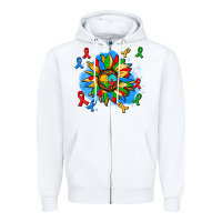 White autism sunflower ribbon Zipper Hoodie - AdoDesignShop