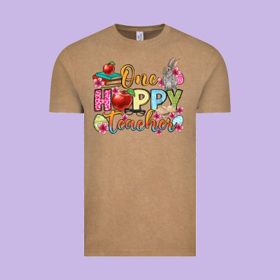 Easter Day One Hoppy Teacher Vintage Tee Designed By Oliviacreatesart