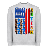 Heather Grey autism american flag Heavyweight Sweatshirt - AdoDesignShop