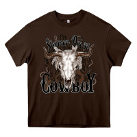Chocolate Brown Simmer down Cowboy Heavy Core Tee - HowdyJamesFarm