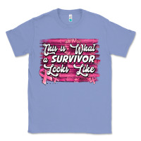 Colony Blue this is what a survivor looks like breast cancer awareness Classic Tee - Jasminsmagicworld