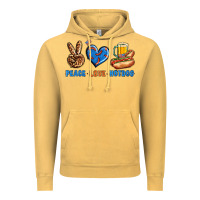 Vintage Mustard Peace Love Hotdog Vintage Hoodie - BundleAndBundleShop