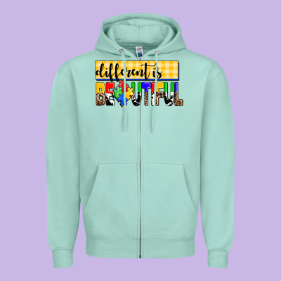 Different Is Beautiful Zipper Hoodie Designed By Adodesignshop