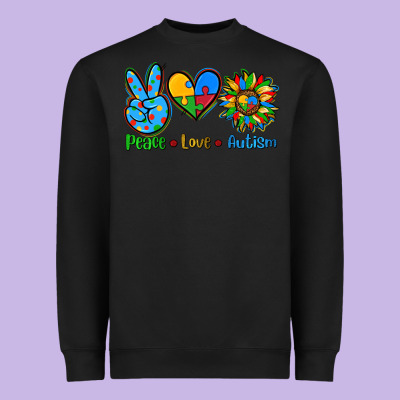 Peace Love Autism Heavyweight Sweatshirt Designed By Adodesignshop