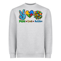 Heather Grey peace love autism Heavyweight Sweatshirt - AdoDesignShop