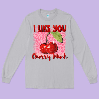 I Like You Cherry Much Long Sleeve Tee Designed By Fadigitalartstudio