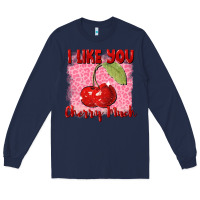 Navy i like you cherry much Long Sleeve Tee - FaDigitalArtStudio