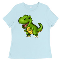 Baby Blue Cartoon T-Rex Ladies Tee - HowdyJamesFarm