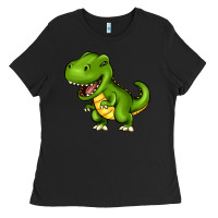Black Cartoon T-Rex Ladies Tee - HowdyJamesFarm