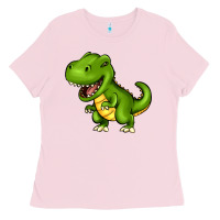 Bubblegum Pink Cartoon T-Rex Ladies Tee - HowdyJamesFarm