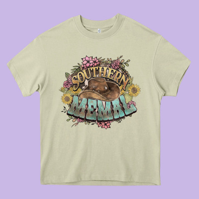 Southern Memal Western Flowers Heavy Core Tee Designed By Howdyjamesfarm