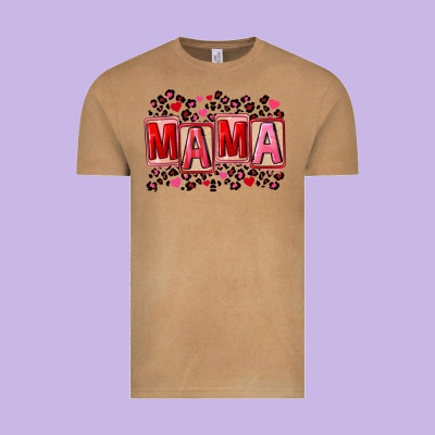 Pink Leopard Mama Vintage Tee Designed By Fadigitalartstudio