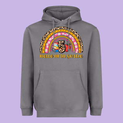 Back To School Rainbow Hello Fifth Grade Heavyweight Hoodie Designed By Adodesignshop