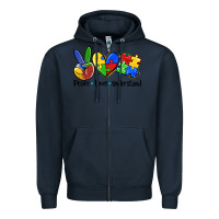 Navy peace love  cure Zipper Hoodie - AdoDesignShop