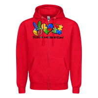 Red peace love  cure Zipper Hoodie - AdoDesignShop