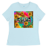 Baby Blue Mom rainbow sunflower Ladies Tee - CowGirlArtShop
