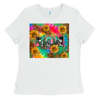 White Mom rainbow sunflower Ladies Tee - CowGirlArtShop